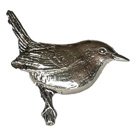 Wren Bird polished pewter metal lapel pin
