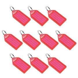 sourcing map Plastic Key Tags with Split Ring Keychain ID Luggage Label Window 55x28mm, Red 10Pcs
