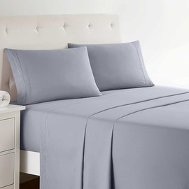 Clara Clark Full Sheets Set, Deep Pocket Bed Sheets for Full Size Bed - 4 Piece Full Size Sheets, Extra Soft Bedding Sheets & Pillowcases, Full Gray Lavender