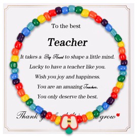 Pmormyy Teacher Appreciation Gifts Bracelets, Valentine Teacher Gifts for Women Men, Stretch Beads Bracelet Jewelry Colorful