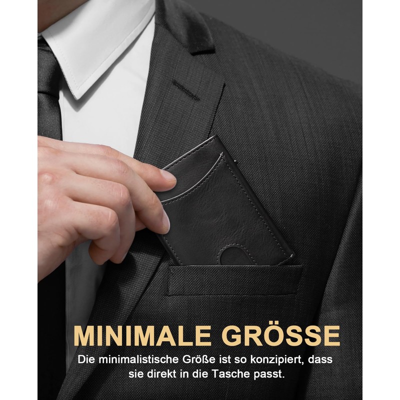 UNOSEKS Men's Wallet RFID Blocking Carbon Fibre Men's, black, Leather