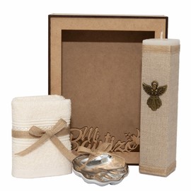 GENERICO Kit de Bautizo con concha de pweter con estuche de madera para niño o niña color Jaspe - Casa Gala