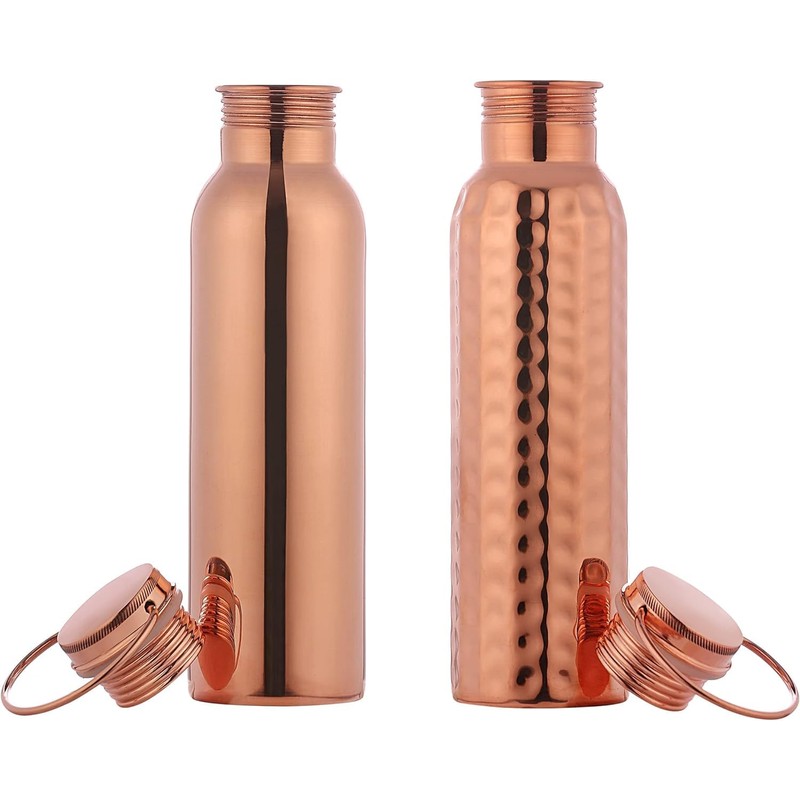HealthGoodsAU - Set of Hammered and Plain Copper Water Bottle