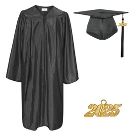 Happy Secret Shiny Graduation Cap and Gown Tassel with 2025 Year Charm Unisex Adult for High School and College Bachelor