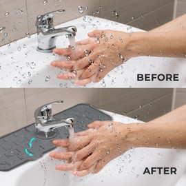 Kitchen Sink Splash Guard, Sink Faucet Mat Splash Guard, Sink Protector for Kitchen Sink, Kitchen Sink Accessories, Mats (Gray: 14.6 inch)