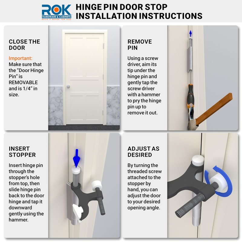 10 Pack Rok Hardware Adjustable Heavy Duty Hinge Pin Door