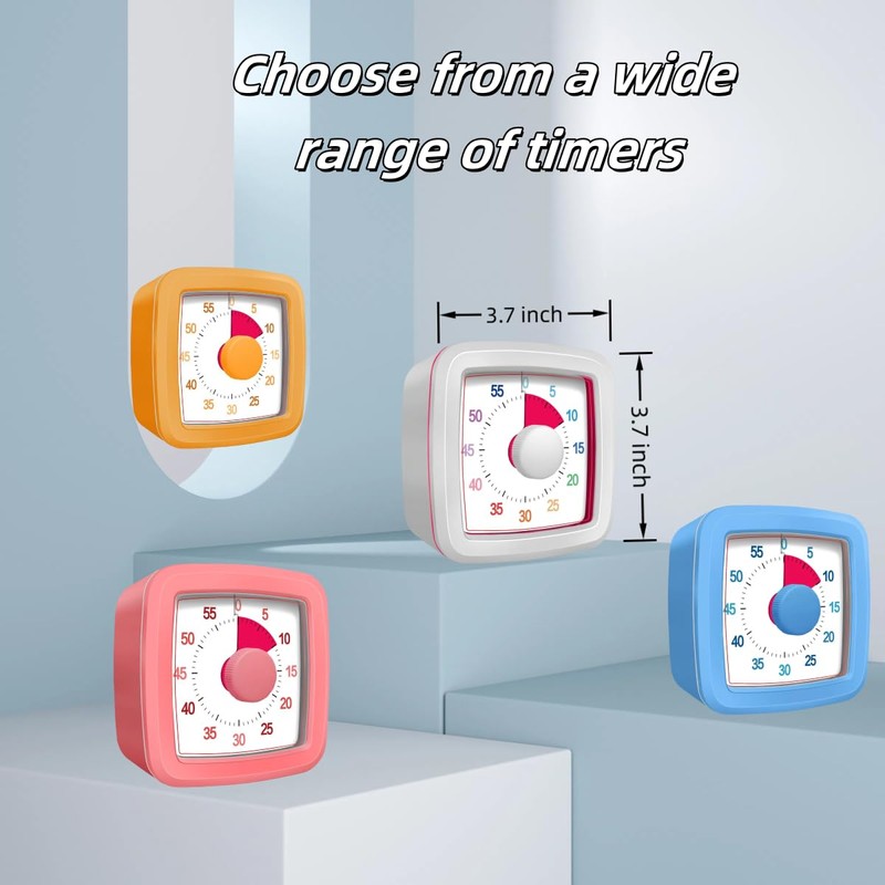 60 Minute Visual Timer for Kids and Adults, Non-Ticking 5.5