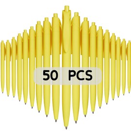 Wiaziert BallPoint Pens, 50 Pack (BLACK Ink),Bulk Pens, Yellow Barrel,Click Pens for Office Home and School, Retractable Ballpoint Pens, Medium Point, 1.00MM (Yellow)