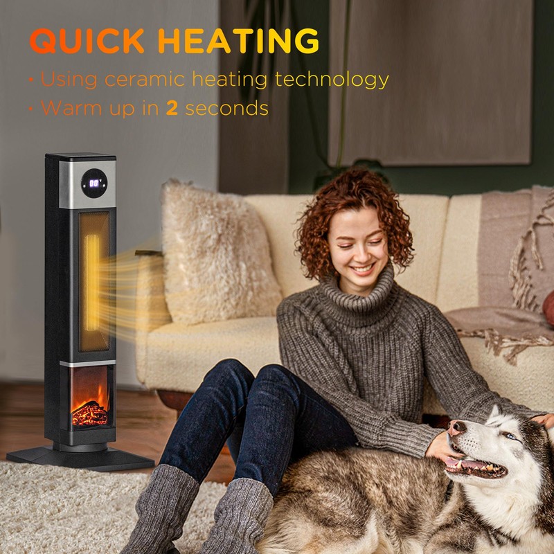 HOMCOM Space Heater for Indoor Use with Realistic Flame Effect,