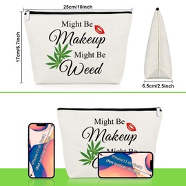 Funny Weed Gifts Makeup Bag Birthday Gift for Women Humor Weed Leaves Cosmetic Bag Gift for Friends Sisters Colleagues Cotton Zipper Pouch Travel Bag Toiletry for Women Stoner Friend