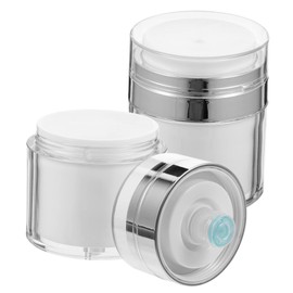 Baluue 2pcs Airless Pump Lotion Bottles Vacuum Cosmetic Containers for Creams Lotions and Skin Care Easy Press Design for Travel and Home Use