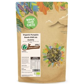 Wholefood Earth Organic Pumpkin Seeds GWS AA Austria 500g Raw | GMO Free | Vegan | High Fibre | High Protein | Certified Organic