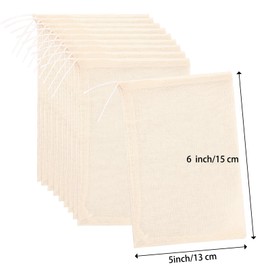 24 Pieces Spice Bags for Cooking Cheesecloth Bags for Straining Reusable Empty Tea Bags Drawstring Soup Bags Muslin Bags (5 x 6 Inch)