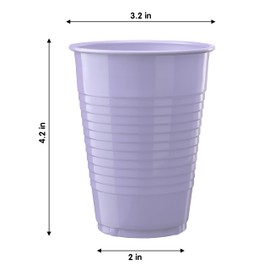 Exquisite Lavender Disposable Plastic Cups - 100 Pack 12 Oz Plastic Cups - Colored Disposable Cups - Durable Party Cups - Plastic Disposable Drinking Cups - Bpa Free Plastic Cups For Party