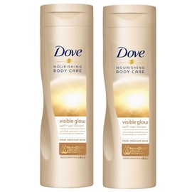 2 Pack of Dove Nourishing Body Care Visible Glow Gradual Self-Tan Fair to Medium Body Lotion 400ml