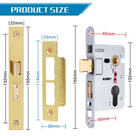 DIDA® Polished Brass Euro Barrel Sashlock 65mm, Euro Sash Lock for Internal or External UPVC Doors, Door Latch Hardware and Euro Cylinder Barrel Lock for Doors