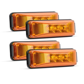 Krtopo 4 x Side Marker Lights 12/24 V Marker Lights Trailer Caravan Outline Light Position Light Waterproof 103 mm Universal 3 Lights for Truck Bus Caravan (Yellow)