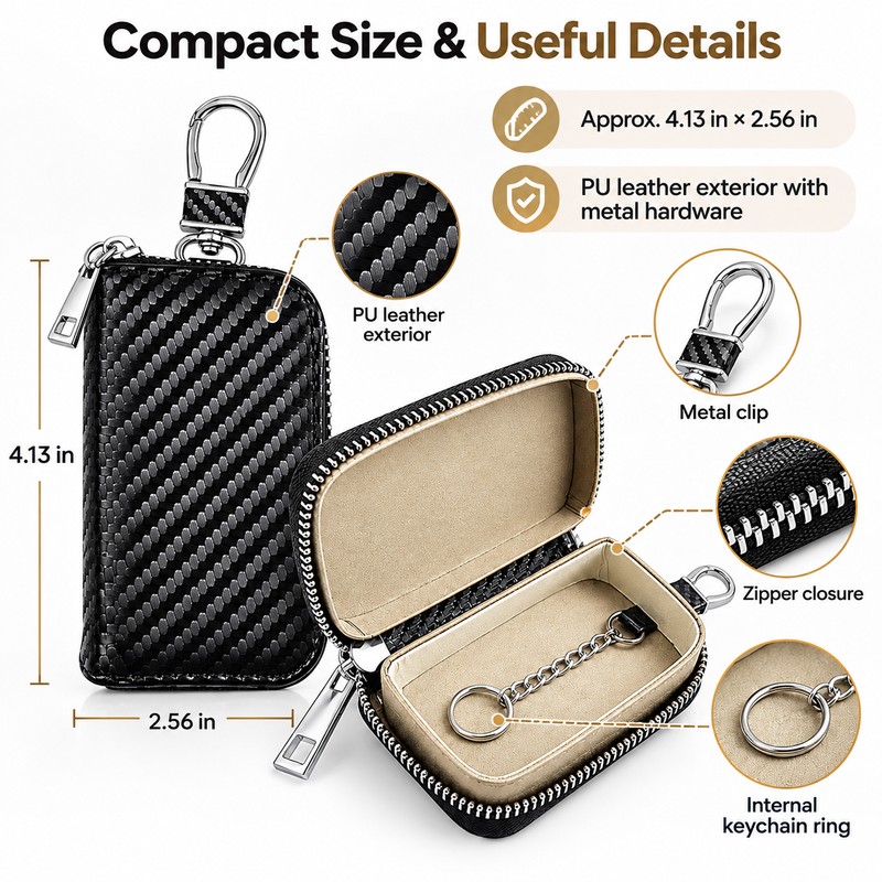 Car Key Fob Faraday Pouch – Signal-Blocking Case with PU