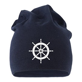 MoonWorks Jersey Beanie Unicorn Anchor Hipster Kackheaufen Läuft Meow Hat Star Men Women, Steering wheel navy