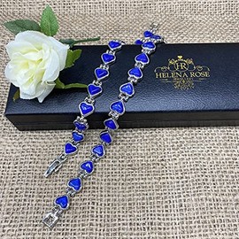 Helena Rose Ladies Blue Cats Eye Heart Shaped Magnetic Therapy Bracelet for Women - Valentine Jewellery for Females - with Gift Box