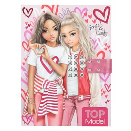 Depesche 12420 12240 TOPModel One Love Diary with Number Code and Sound in Pink, Book with Hearts in Red and Pink and 80 Lined, Colourful Illustrated Pages, Multicoloured