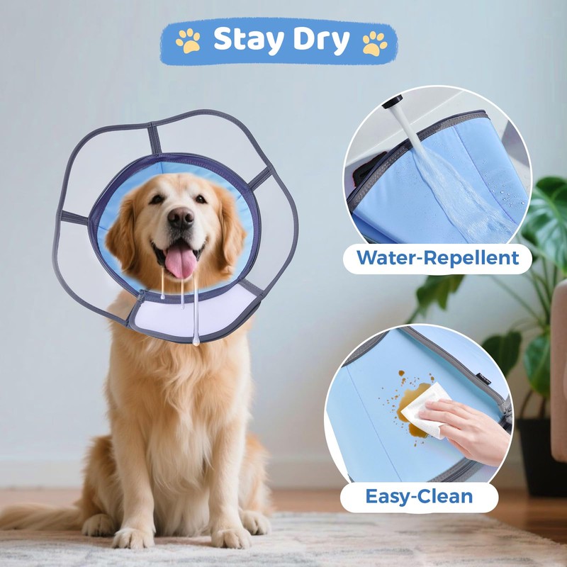Soft Dog Cone Collar After Surgery Recovery,Adjustable E-Collar with Removable