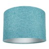 Contemporary and Sleek 12 Inch Teal Linen Fabric Drum Lamp Shade 60w Maximum | 30cm Diameter | for Table Lamp or Pendant by Happy Homewares