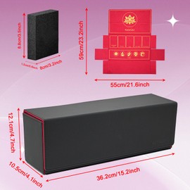 Hipoocok 2 in 1 Card Deck Box for Trading Cards, Unfolded MTG Commander Card Can be Used as a Playmat, Leather Magnetic Storage Box Holds 800+ Single Sleeved Cards, Fits for TCG CCG Magic