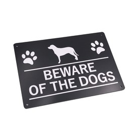 Beware Of The Dog/Dogs Outdoor Sign. Easy to read, informative notice. Pre-drilled holes in the 4 corners. Waterproof and Hard Wearing. Shipped Globally. (Beware of the DOGS)