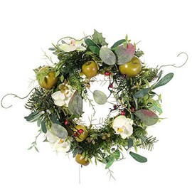 artplants.de Door Wreath Winter Wreath Isabelle Orchid Apple Cream Diameter 30 cm Artificial Wreath