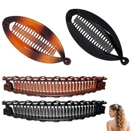 4 Stück Banana Clip Dickes Haar,Banana Hair Clip,Bananenspange Dünnes Haar,Bananen Haarspangen Damen,Haarbananenspange,Haarklammer,Vintage Style,Fischschwanz Haar Accessoire Für Frauen Mädchen