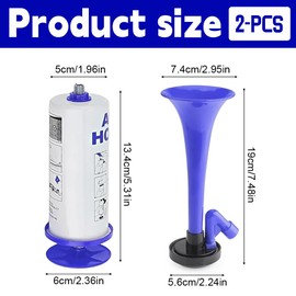 KQWVZ Metal Fanfare Air Pressure, 2 Pieces Air Horn Extremely Loud Compressed, Handheld Air Horn, Classic Air Horns Signal Horn Noisemaker, Reusable Stadium Horn, for Sports Events, Parties