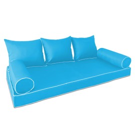 SWFEMWS Outdoor Twin Mattress Cover - 6 in1 Set - Swing Daybed Cushion Water-Resistant Replacement Slipcover - UV Resistant & Fade Proof Fabric (Sky Blue)