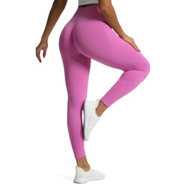 Aoxjox Workout Seamless Leggings for Women High Waisted Fitness Yoga Contour Sculpt Pants 22" (Spring Crocus, Small)