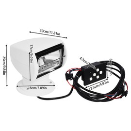 LYNICESHOP 100W Boat Spotlights, Marine Remote Control Search Light, 360° Rotate Halogen Searchlight for Boat Truck 12V (White)