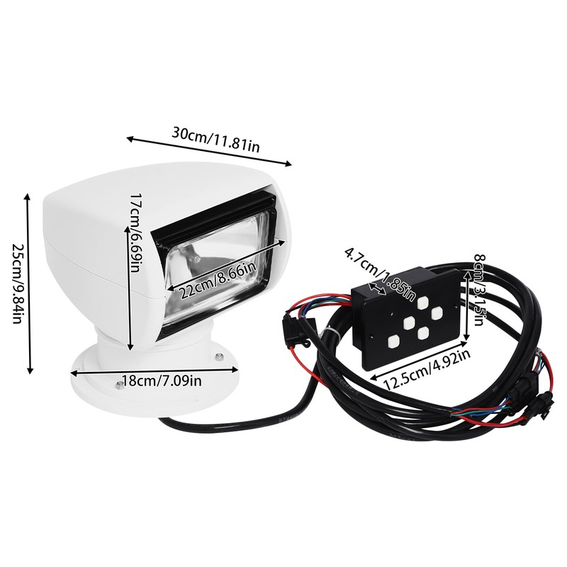 LYNICESHOP 100W Boat Spotlights, Marine Remote Control Search Light, 360°