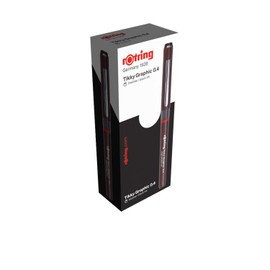 rOtring Tikky Graphic 0.40 mm Black Fibre Tip Pen, Box of 12