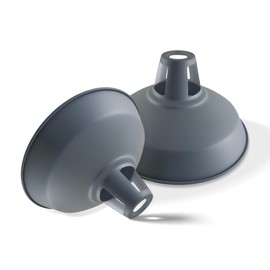 DC VOLTAGE 2 Pack Retro Modern Grey Metal Lamp Shades Ceiling Light Shades, Easy Fit Lampshades, for Vintage Industrial Pendant Lights Bedroom, Kitchen, Bathroom Antique Shade