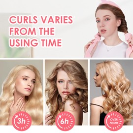 Locken Ohne Hitze, Neu Heatless Curls, Lockenwickler Locken Ohne Hitze über Nacht Set Haarband Wave Formers für Langes Mittleres Haar (Rosa)
