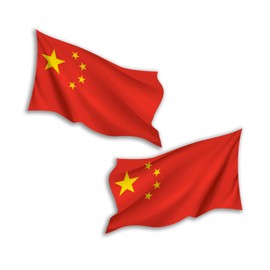 2 x 15cm Waving China Flag Vinyl Stickers - Chinese Travel Adventure World Country Location Decal Scrapbook Luggage Sticker #81770