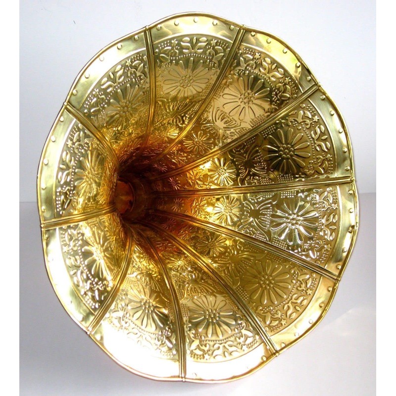 Gramophone Brass Embossed Horn Full Size Collectable Ornament Retro NEW