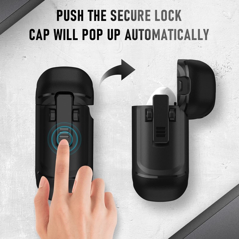 Maxjoy for AirPods Case, Carbon Fiber Secure Lock Clip Full