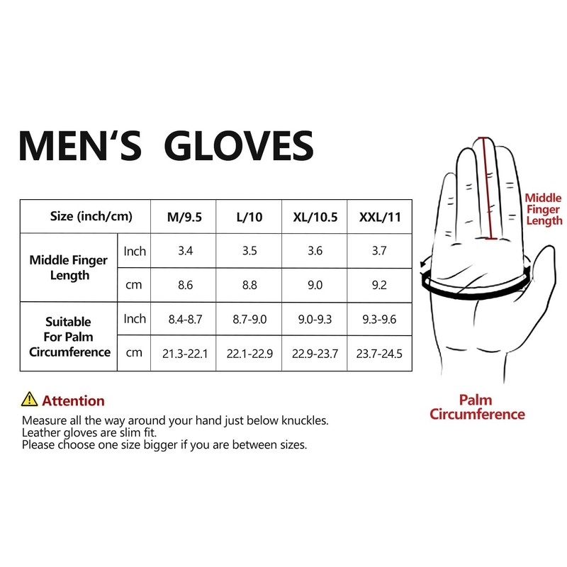 GSG SINCE 1998 Mens Genuine Leather Gloves Cashmere Lined Touchscreen