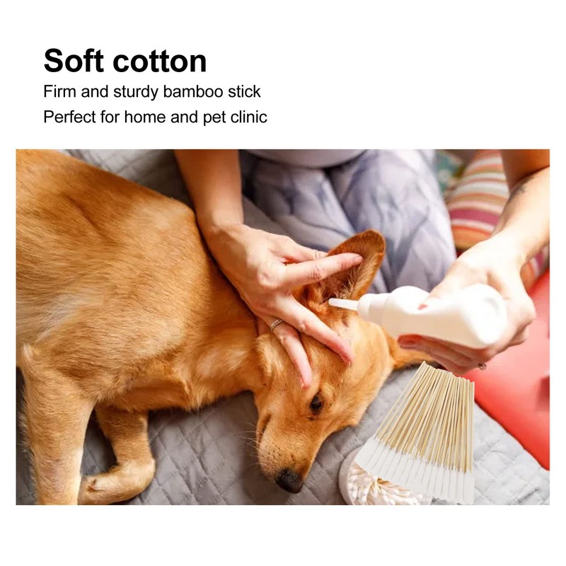 Hisopos de Algodón con Orejas de Perro de 100 Uds.,