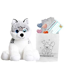 Husky Dog - Teddy Bear Soft Plush Toy - 10 inch / 25cm - Build your own Teddy Bear - Party Kit