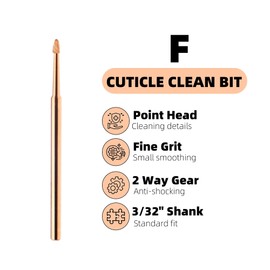 Marycarrie Nail Drill Bits - Professional Cuticle Bits for Nail Drill, Carbide Nail Bits for Nail Art, Safety Drill Bit Set for Nails, Nail Tech Essential Rose Gold, F Grit, 3/32" Shank Nail Tools