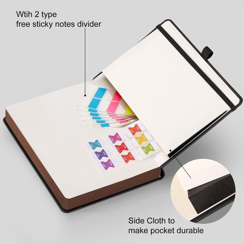 RETTACY Thick Lined Journal Notebook, A5 Hardcover Leather Journal With