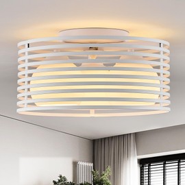 Modern Industrial Frosted White Round Semi Flush Mount Ceiling Light Fixture,Close to Ceiling Lamp Lighting Fixture With Globe Milk Glass Cover,for Kitchen Master Bedroom Living room Hallway（12.79 in）