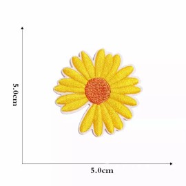 MOJOH Daisy Flower Embroidered Patch Clothing Iron on Sew on DIY