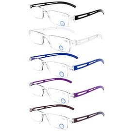 DOOViC 5 Pack Blue Light Blocking Reading Glasses Computer Readers Anti Eyestrain 3.5